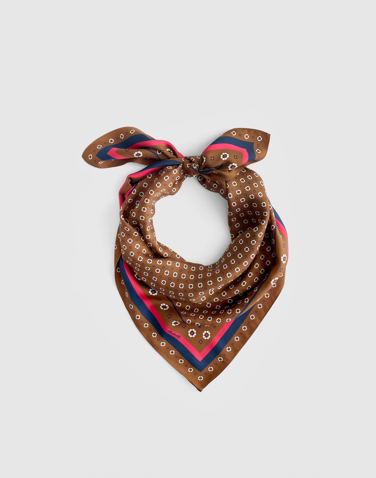 Madewell Medium Silk Bandana Foulard Print Scarf Chestnut