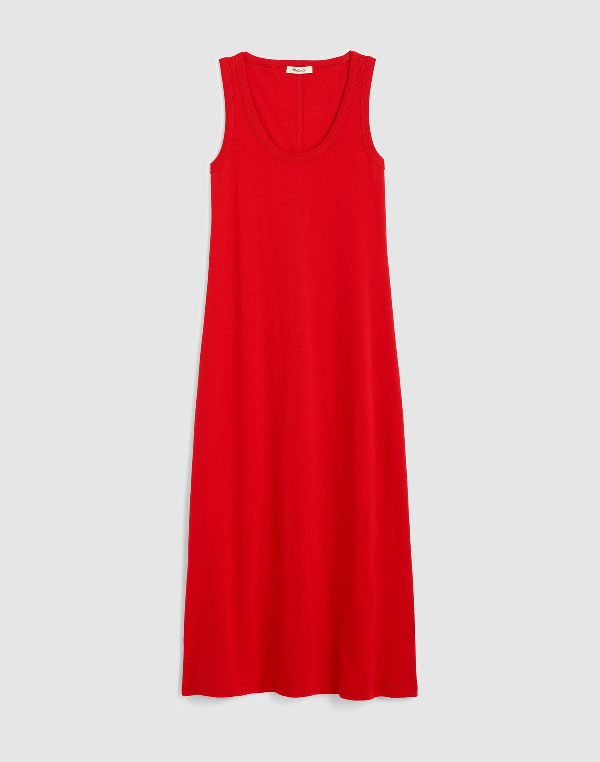 Madewell Scoopneck Tank Maxi Dress in Compact Cotton Varsity Red