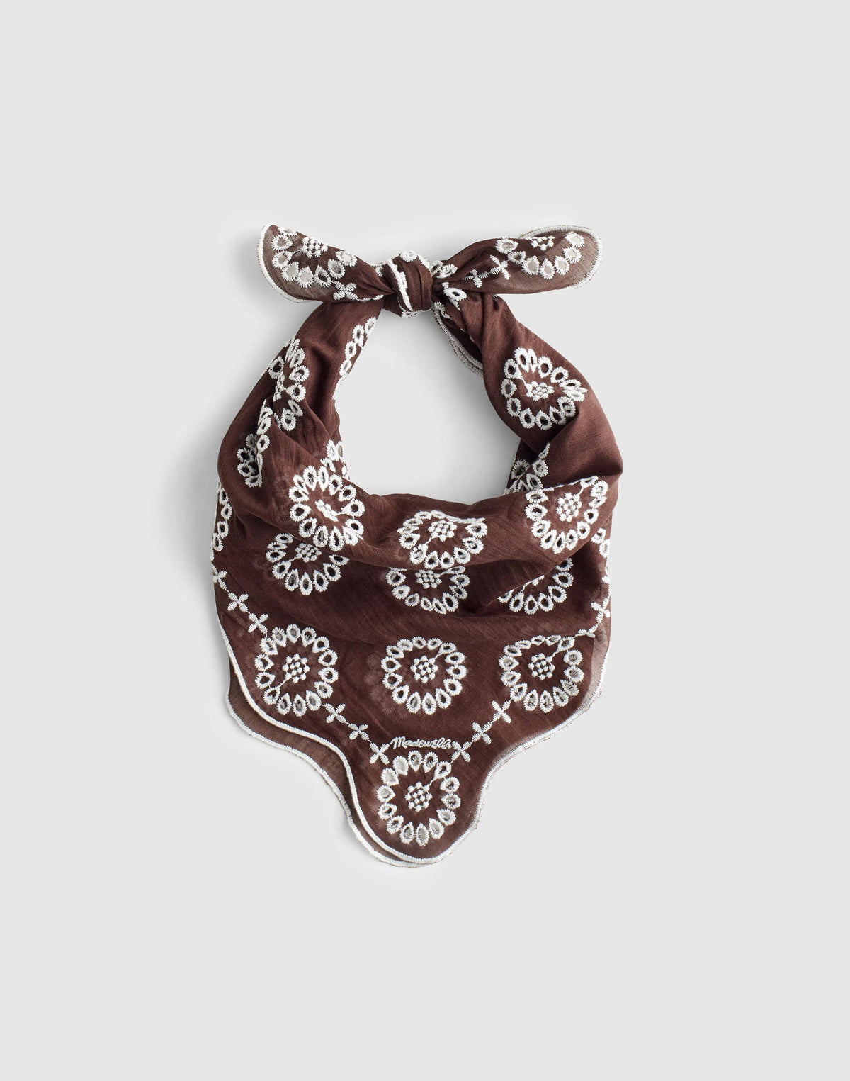 Madewell Organic Cotton Eyelet Bandana Dark Brown