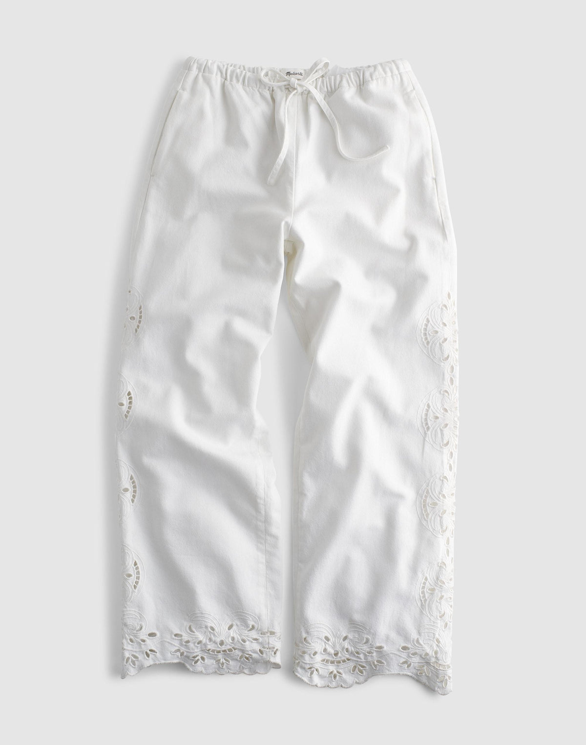 Madewell Embroidered Denim Pull-On Pants Tile White