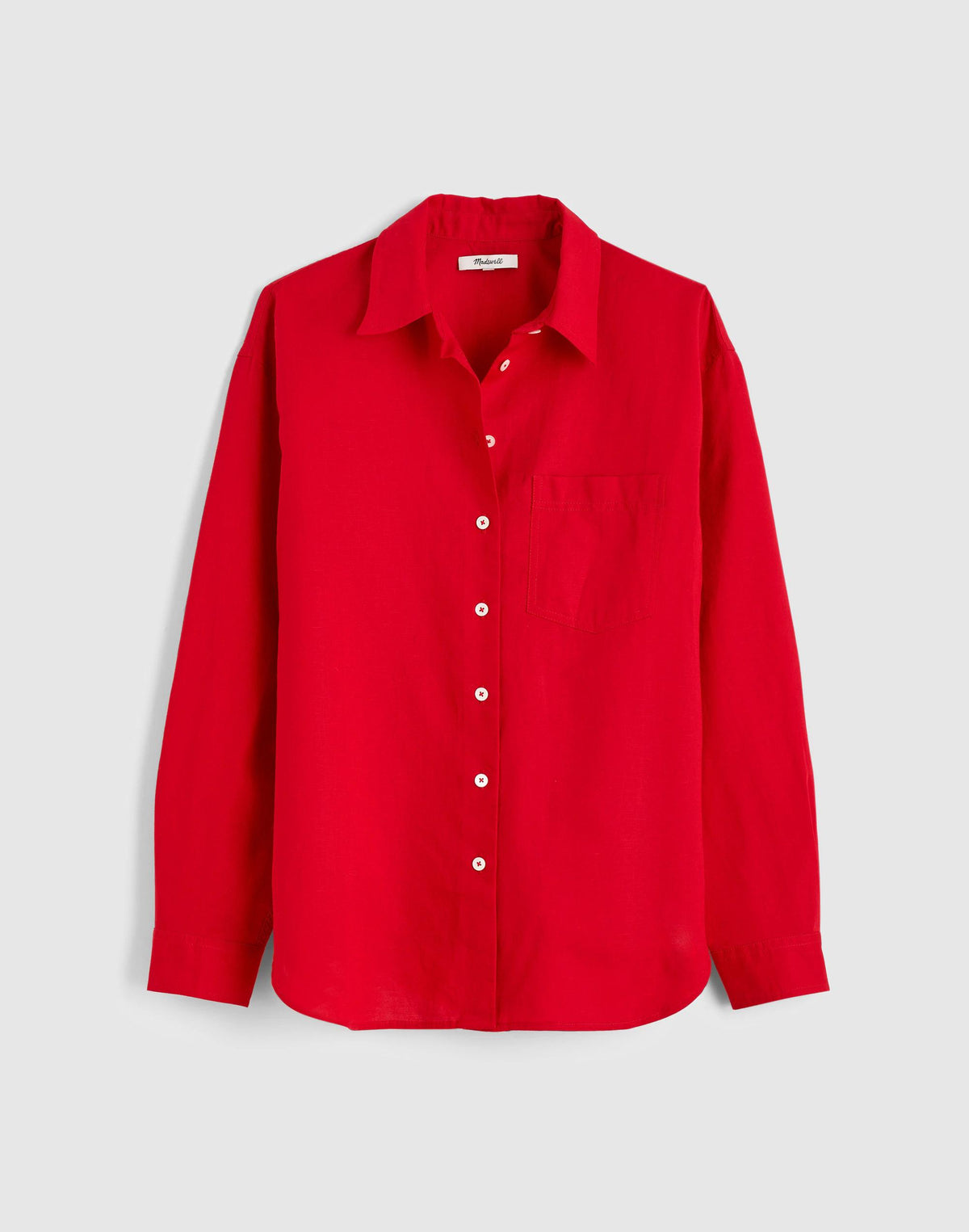 Madewell The Easy Shirt in Linen Blend Varsity Red