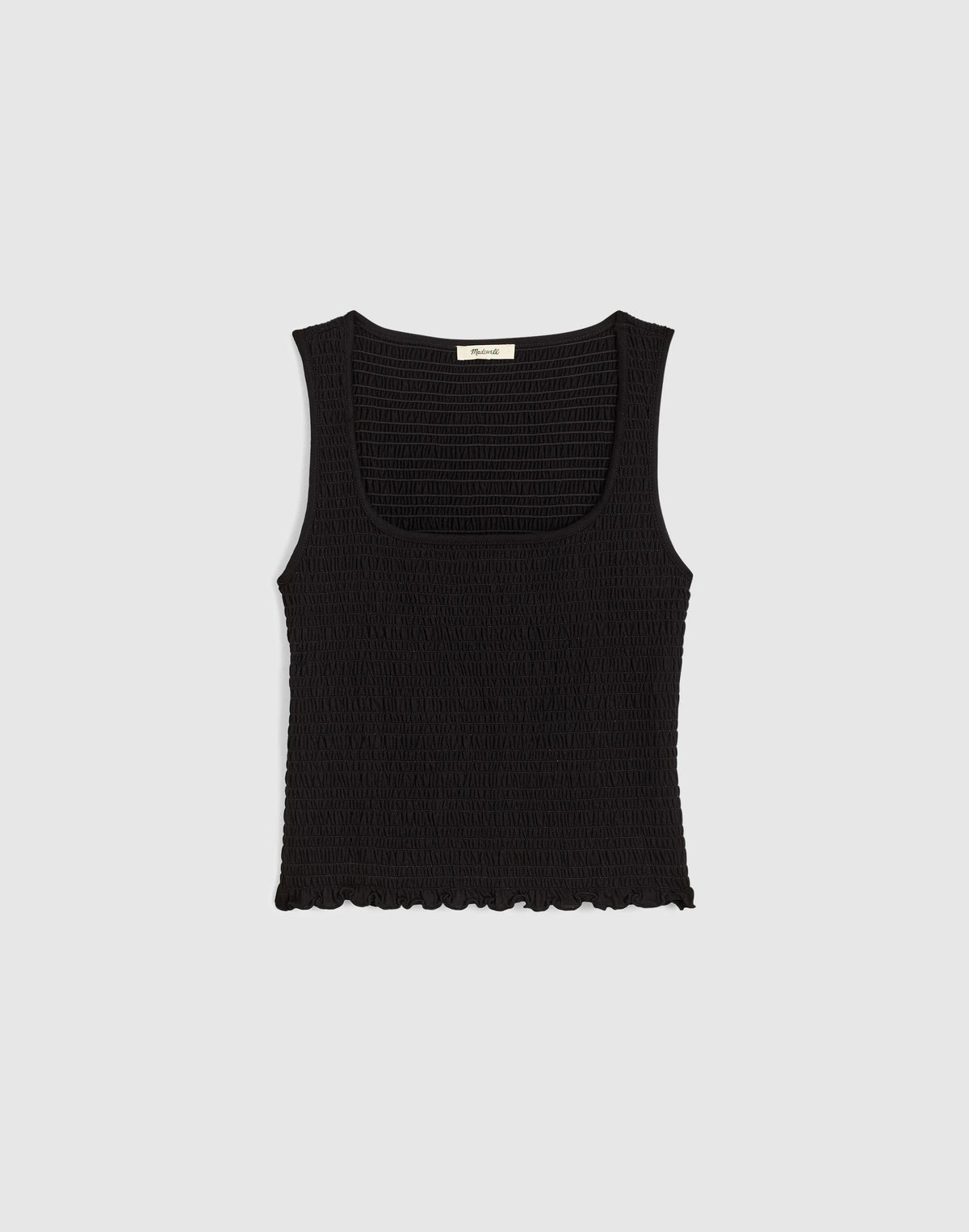 Madewell Smocked Scoopneck Tank Jet Black