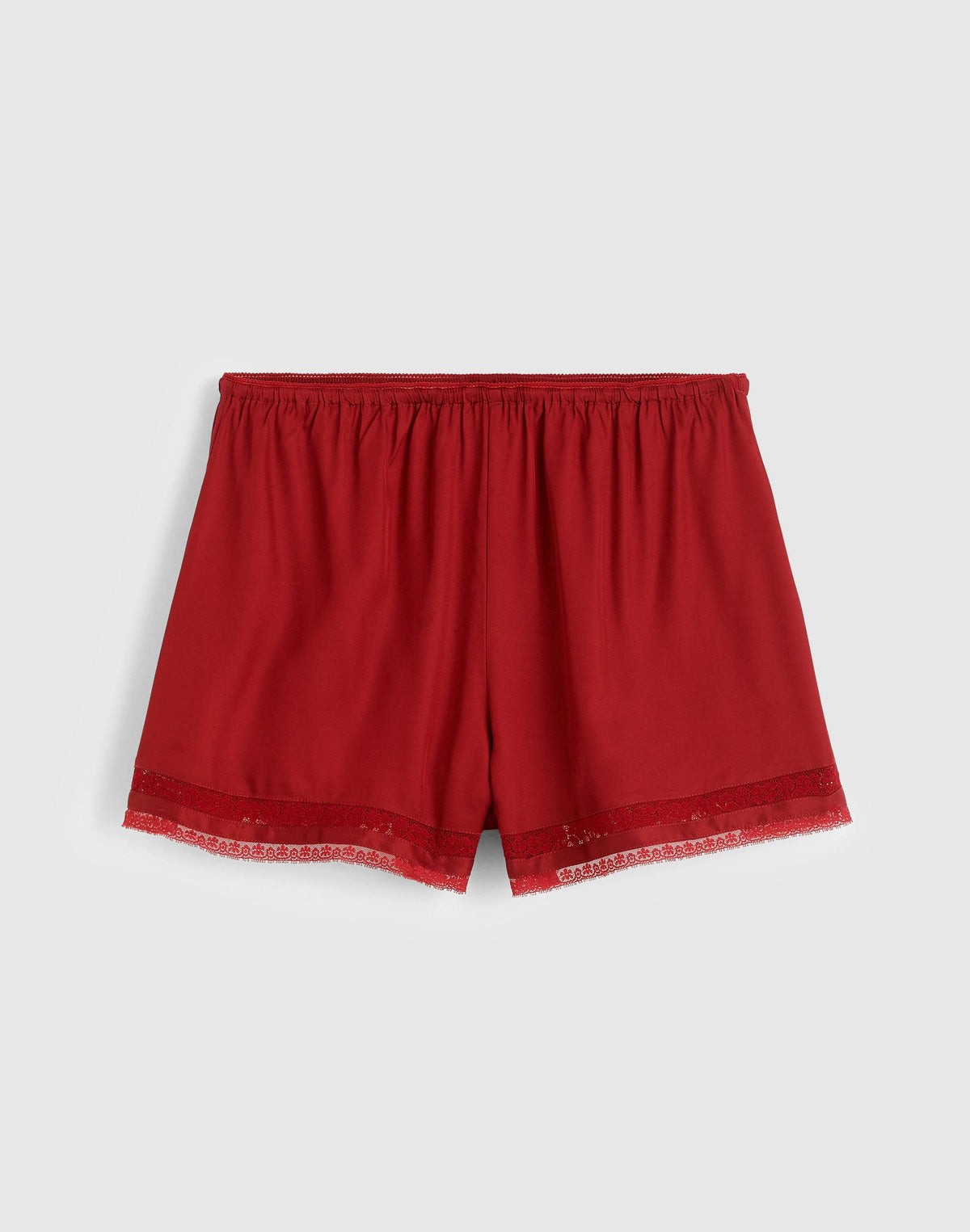 Madewell Lace-Trim Pull-On Shorts Red Currant
