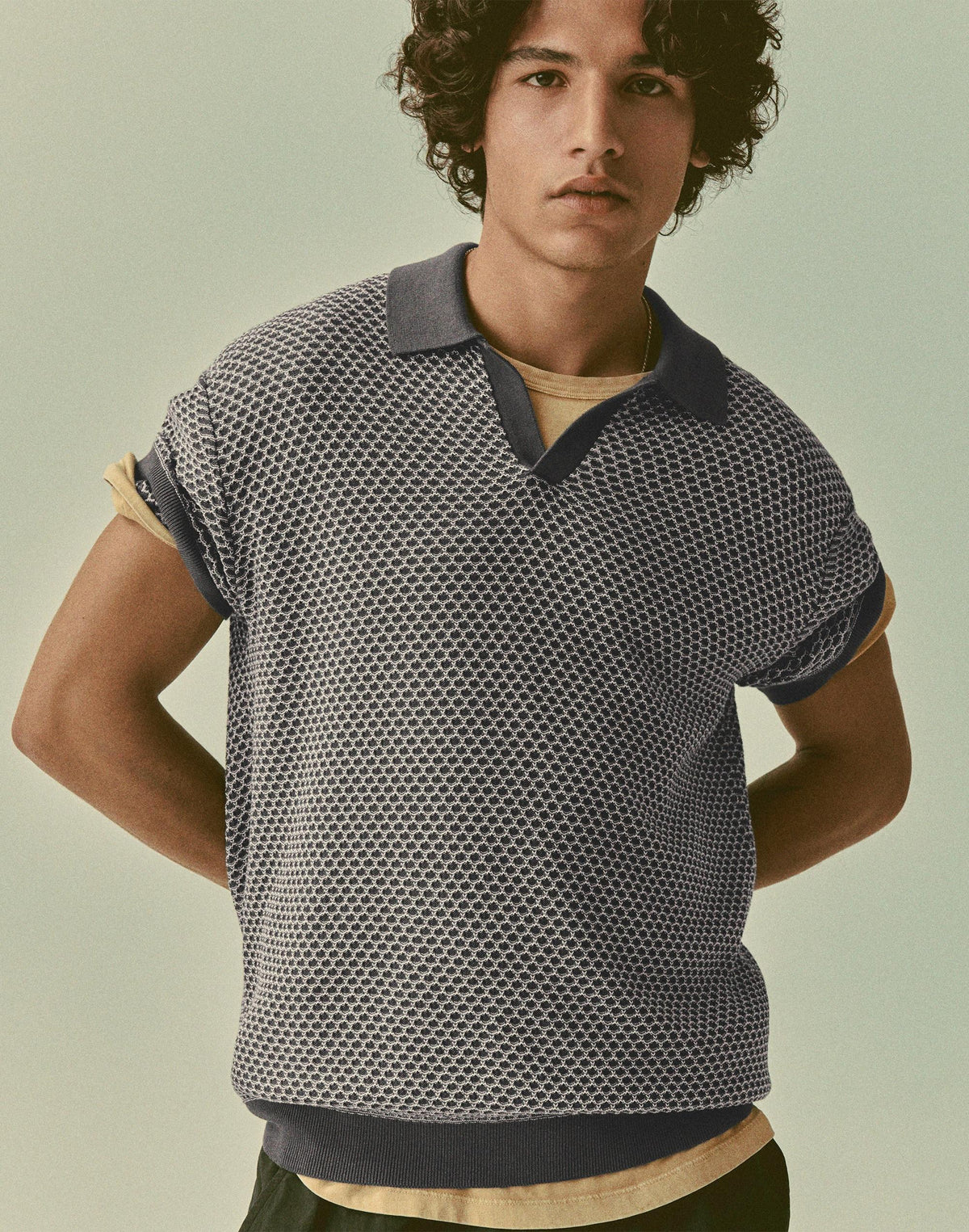 Madewell Johnny-Collar Sweater Polo Stormy Spruce