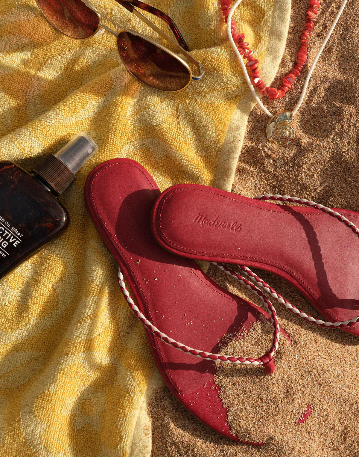 Madewell The Iggy Braided Thong Sandal Bright Ember Multi