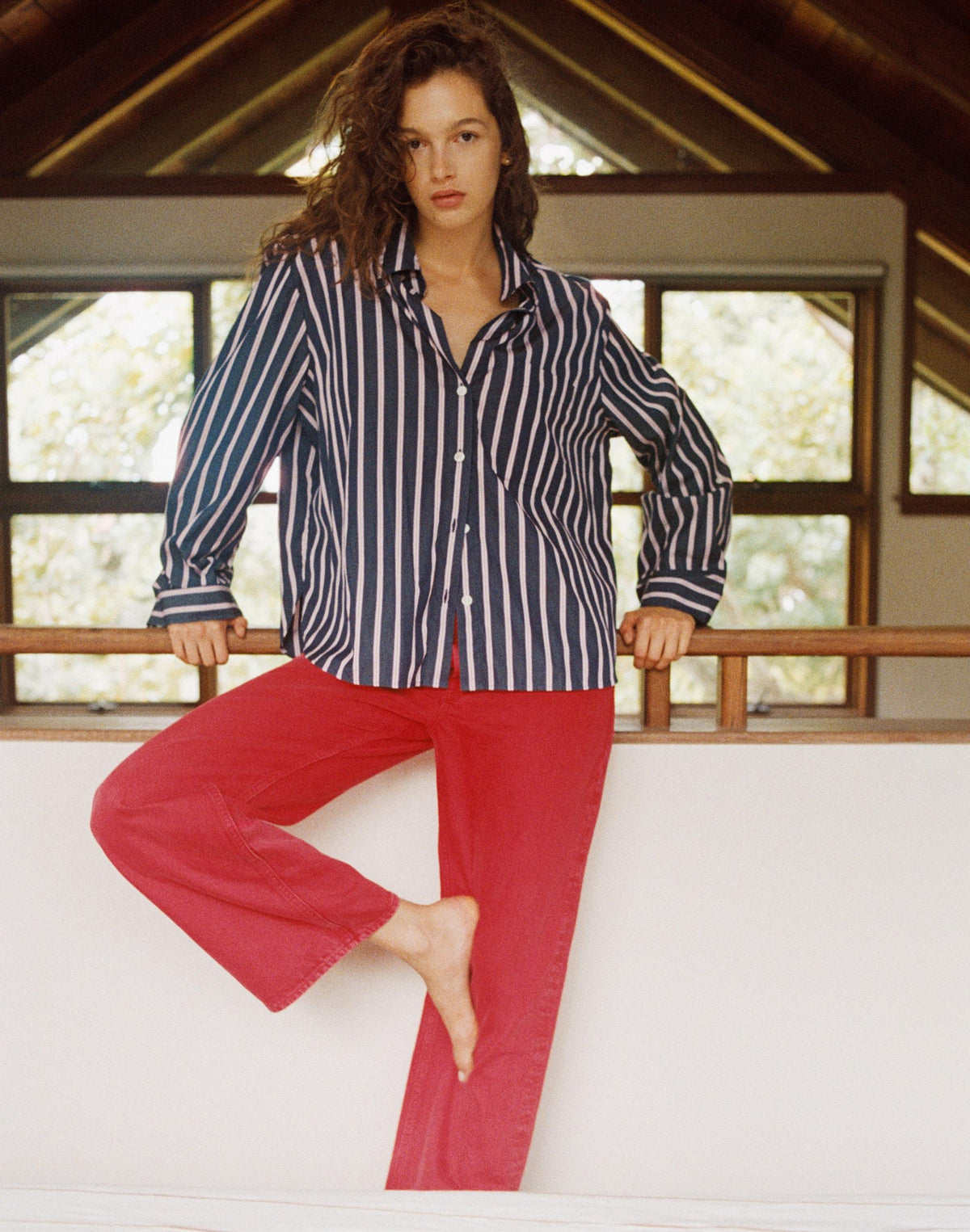 Madewell Low-Slung Baggy Crop Jean Varsity Red