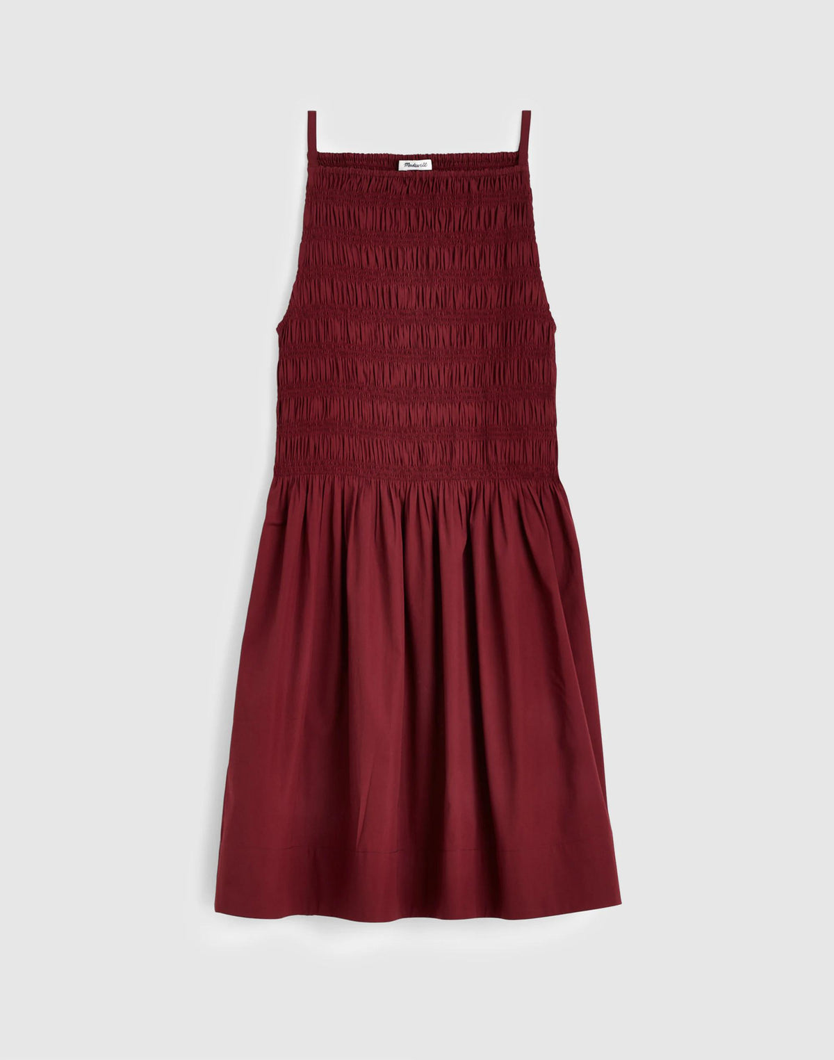Madewell Smocked High-Neck Mini Dress Dusty Merlot