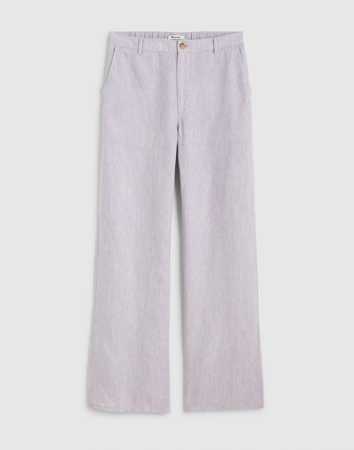 Madewell The Zoe Relaxed Straight Pant in 100% Linen Lilac Chambray