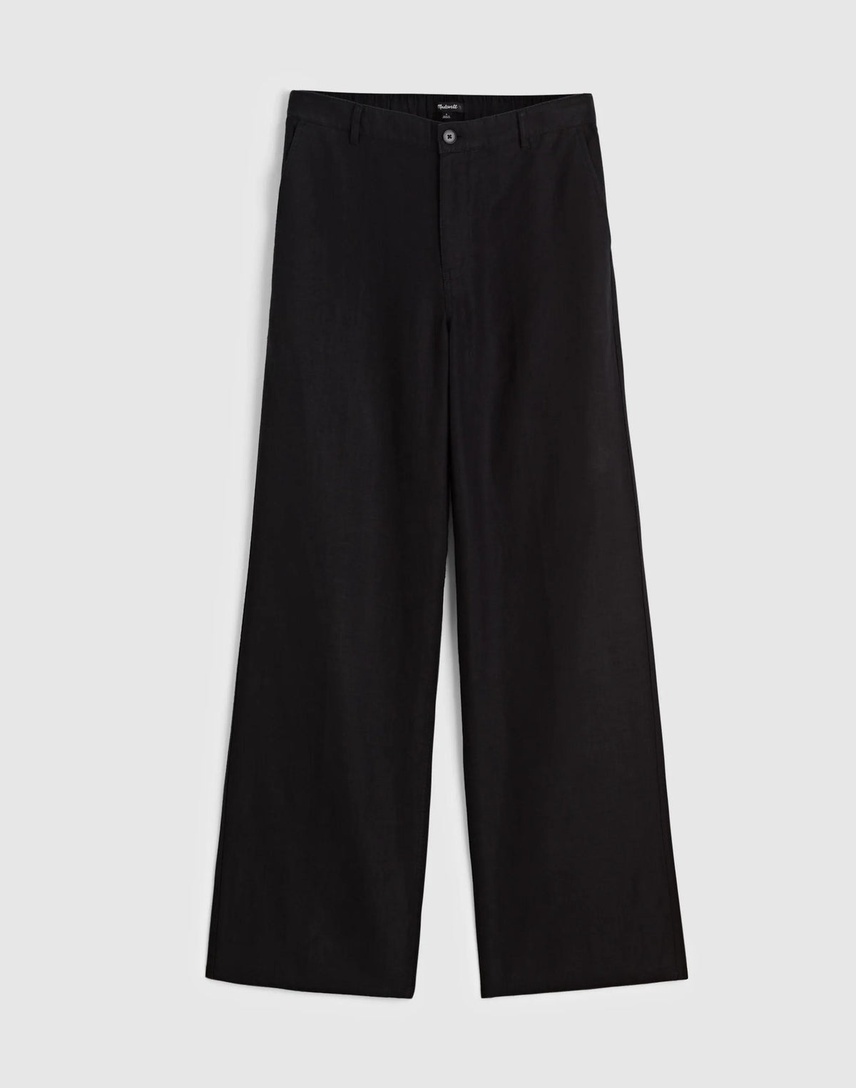 Madewell The Zoe Relaxed Straight Pant in 100% Linen Jet Black