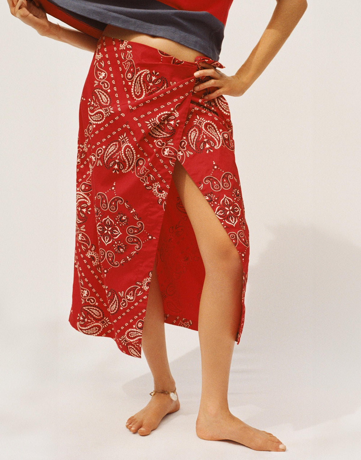 Madewell Midi Wrap Skirt in Poplin Chili Pepper