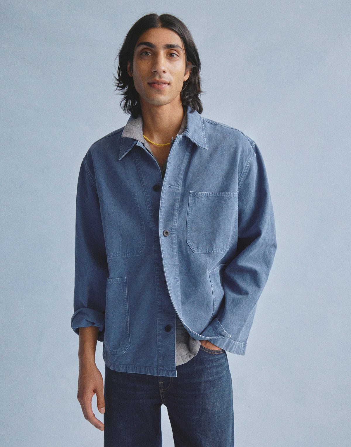 Madewell Chore Jacket in Cotton-Hemp Blend French Blue