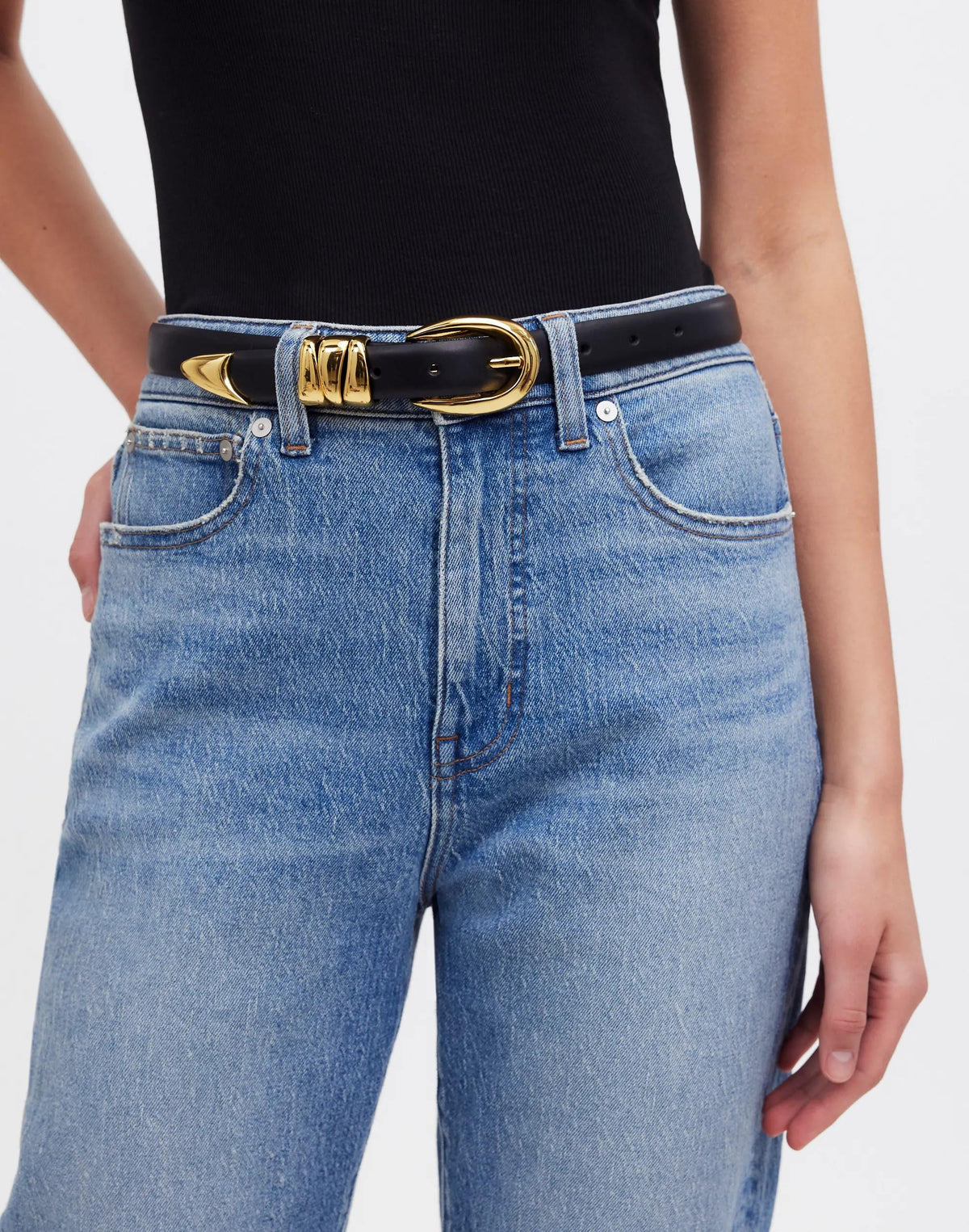 Madewell Triple Metal Keeper Belt True Black