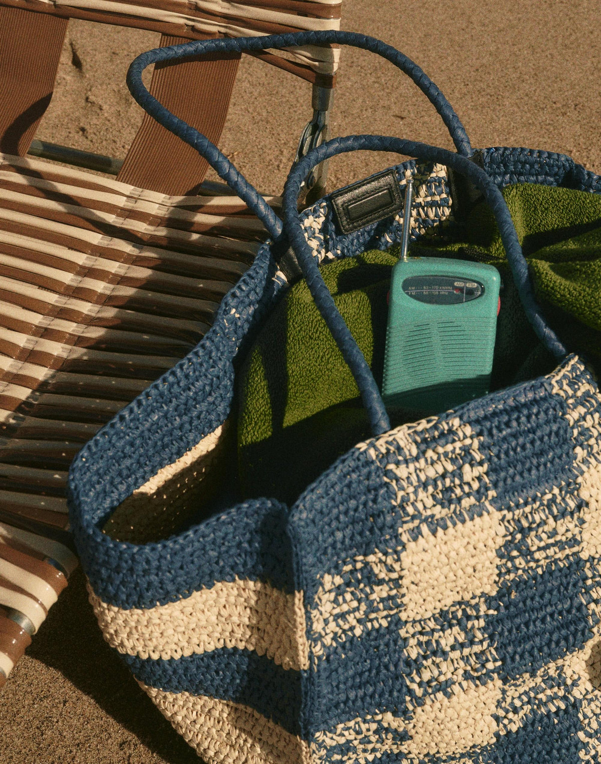 Madewell Handwoven Oversized Tote Navy Multi