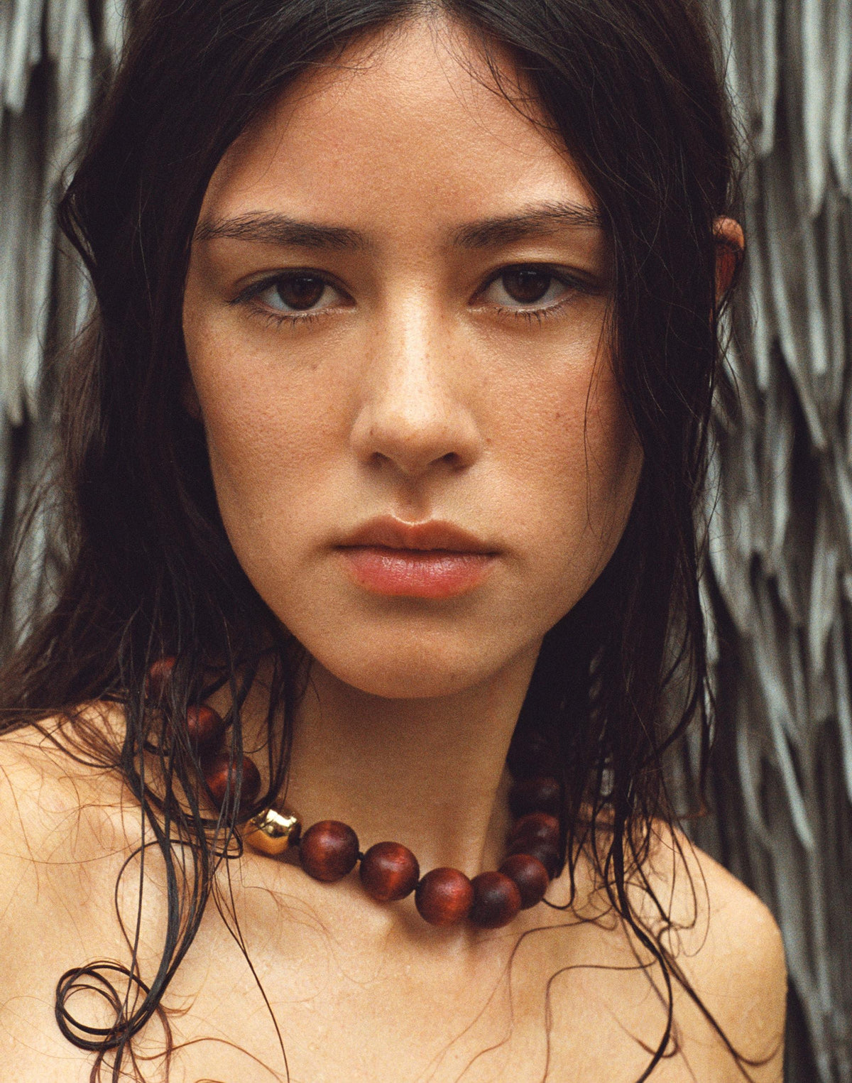 Madewell Madewell x Shopbop Oversized Wood Beaded Choker Necklace Antique Gold