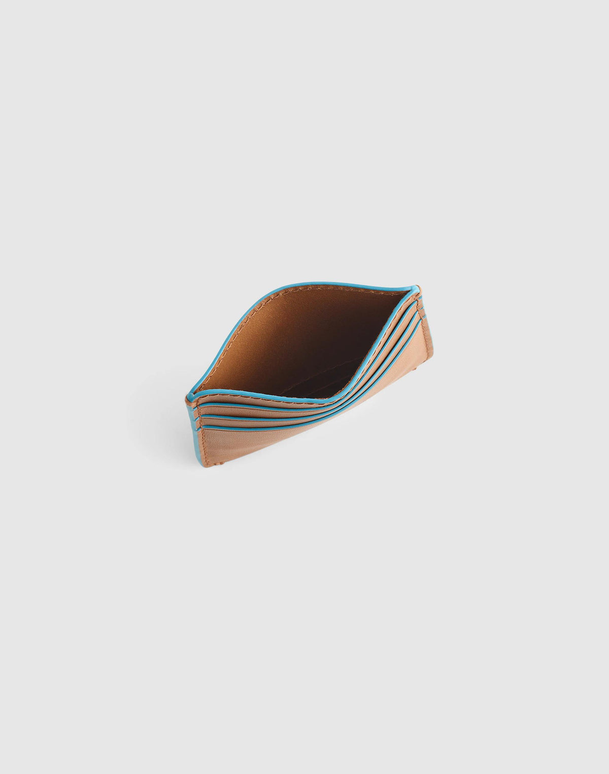 Madewell Curved Card Case in Leather Golden Tan