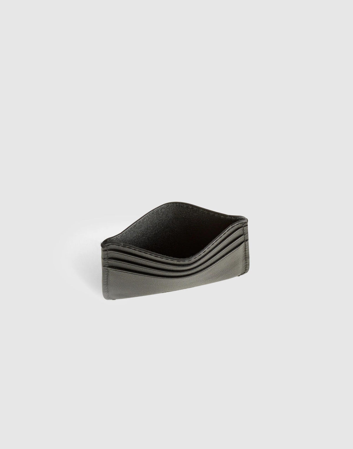 Madewell Curved Card Case in Leather True Black