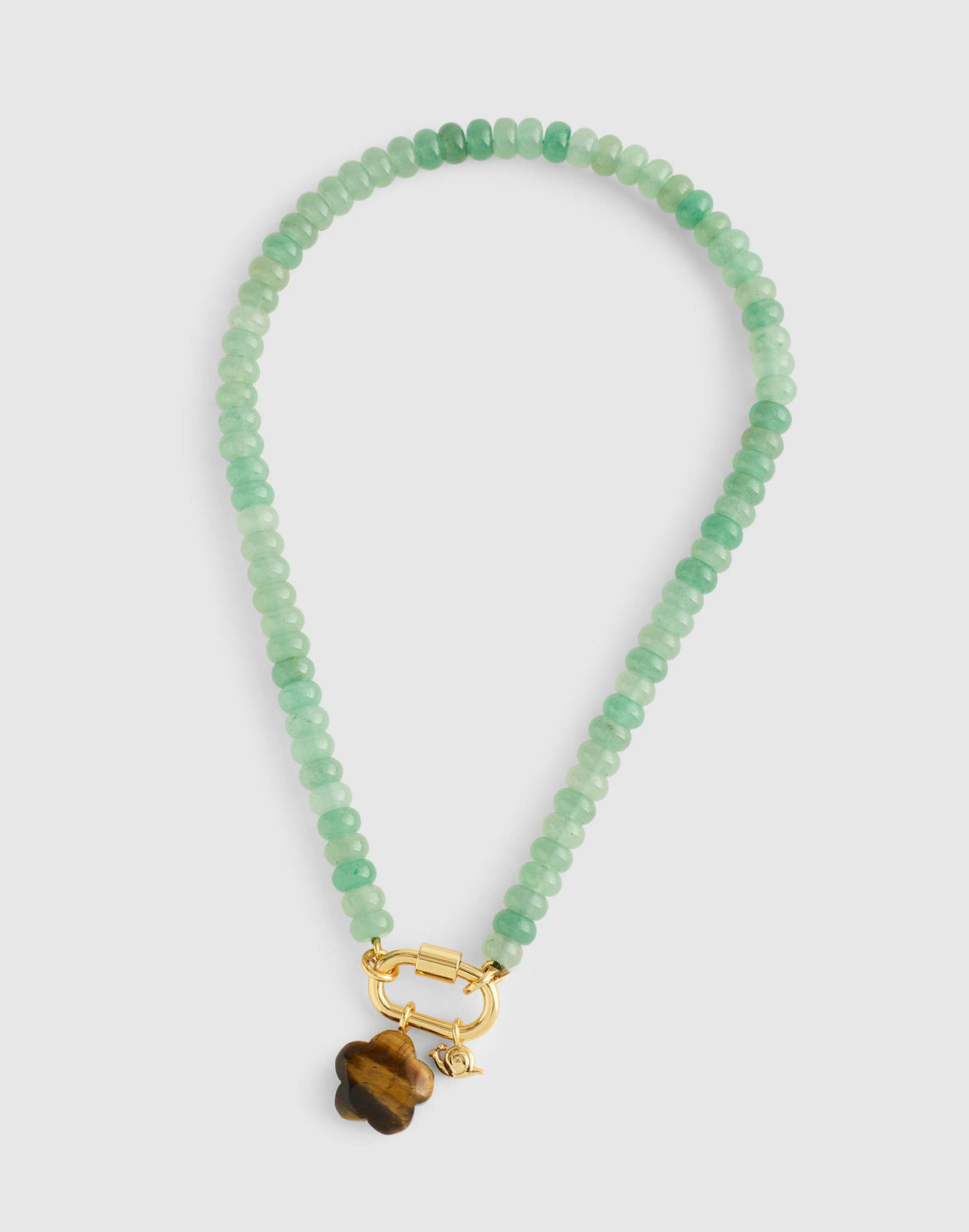 Madewell Semiprecious Beaded Carabiner Charm Necklace Antique Jade