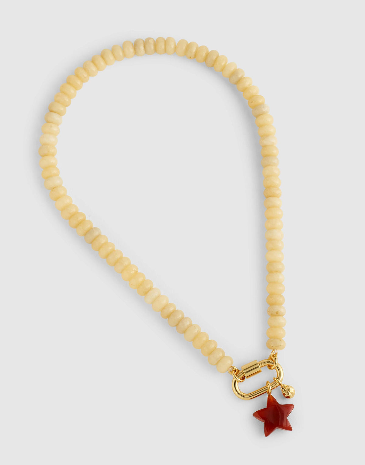 Madewell Semiprecious Beaded Carabiner Charm Necklace Pale Marzipan