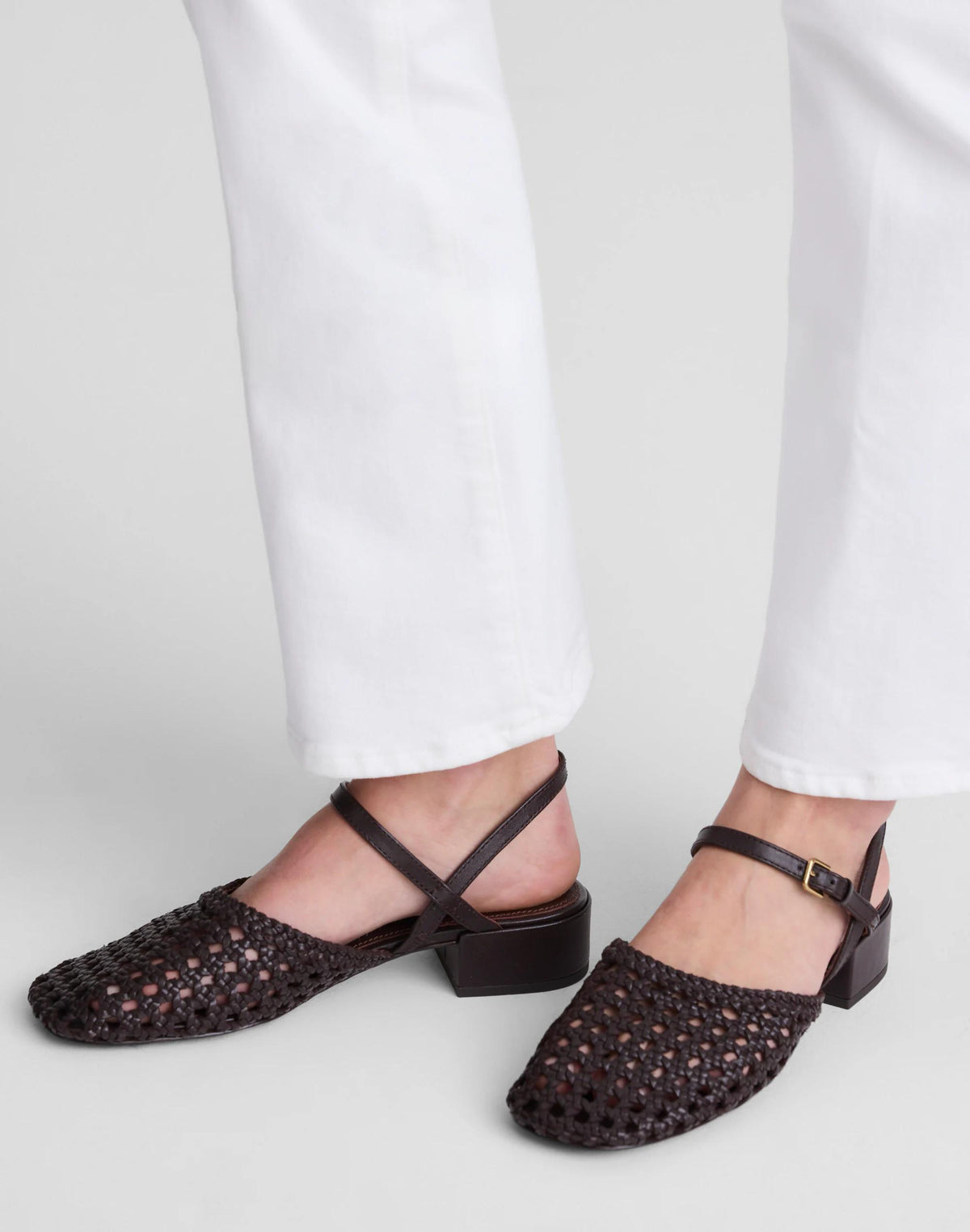 Madewell The Lola Ankle-Strap Heeled Sandal Coffee Bean