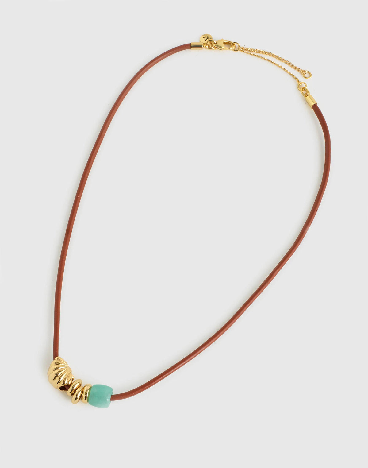 Madewell Semiprecious Charm Leather Choker Necklace Golden Tan