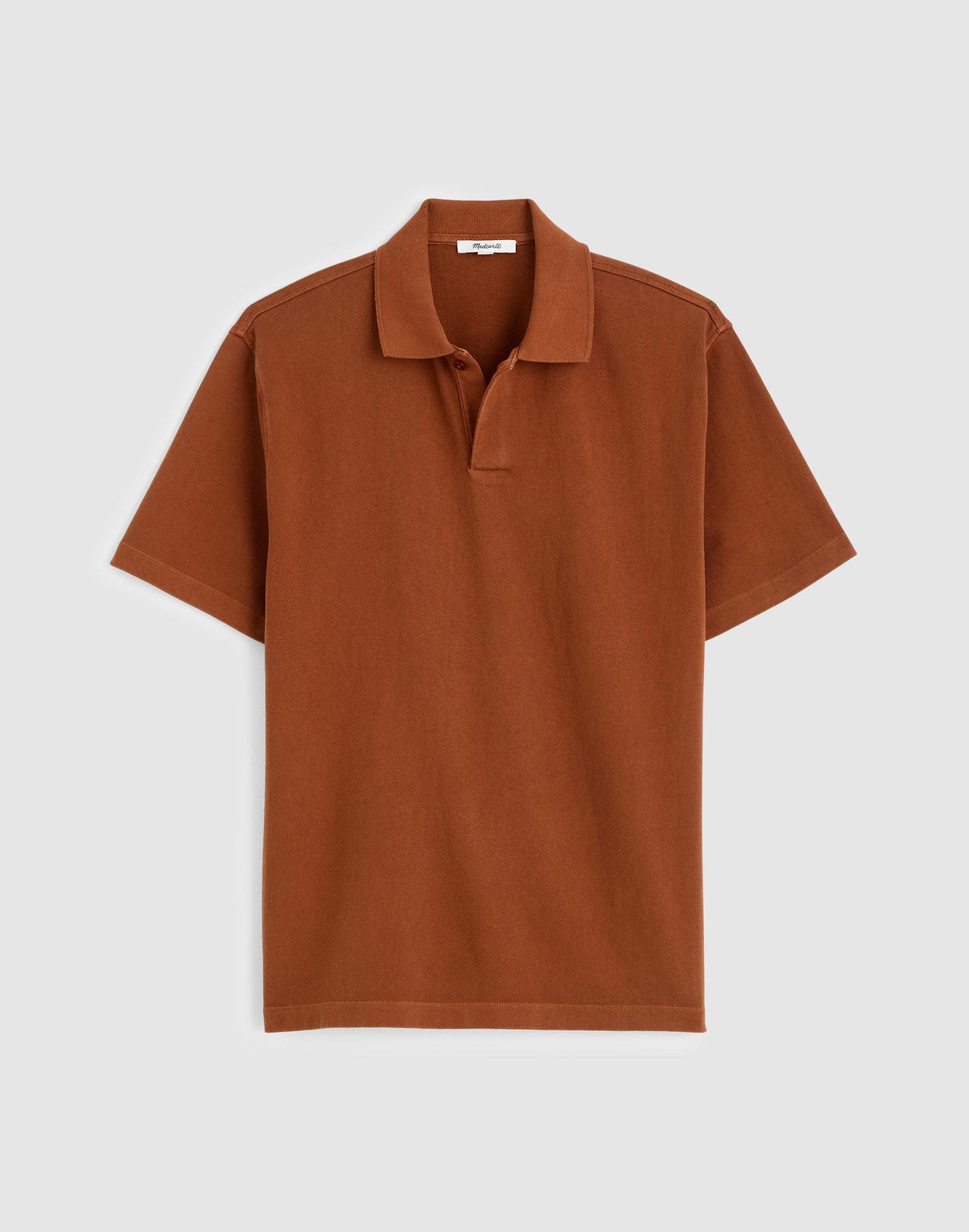 Madewell Short-Sleeve Compact-Knit Polo Cinnamon Stick