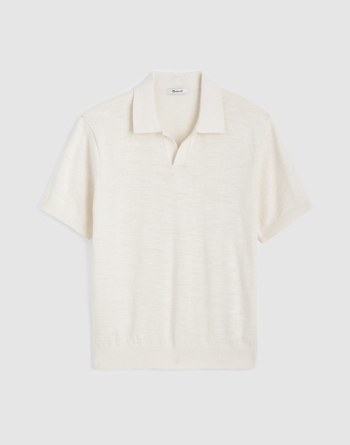 Madewell Johnny-Collar Sweater Polo in Slub Knit Cotton Antique Cream