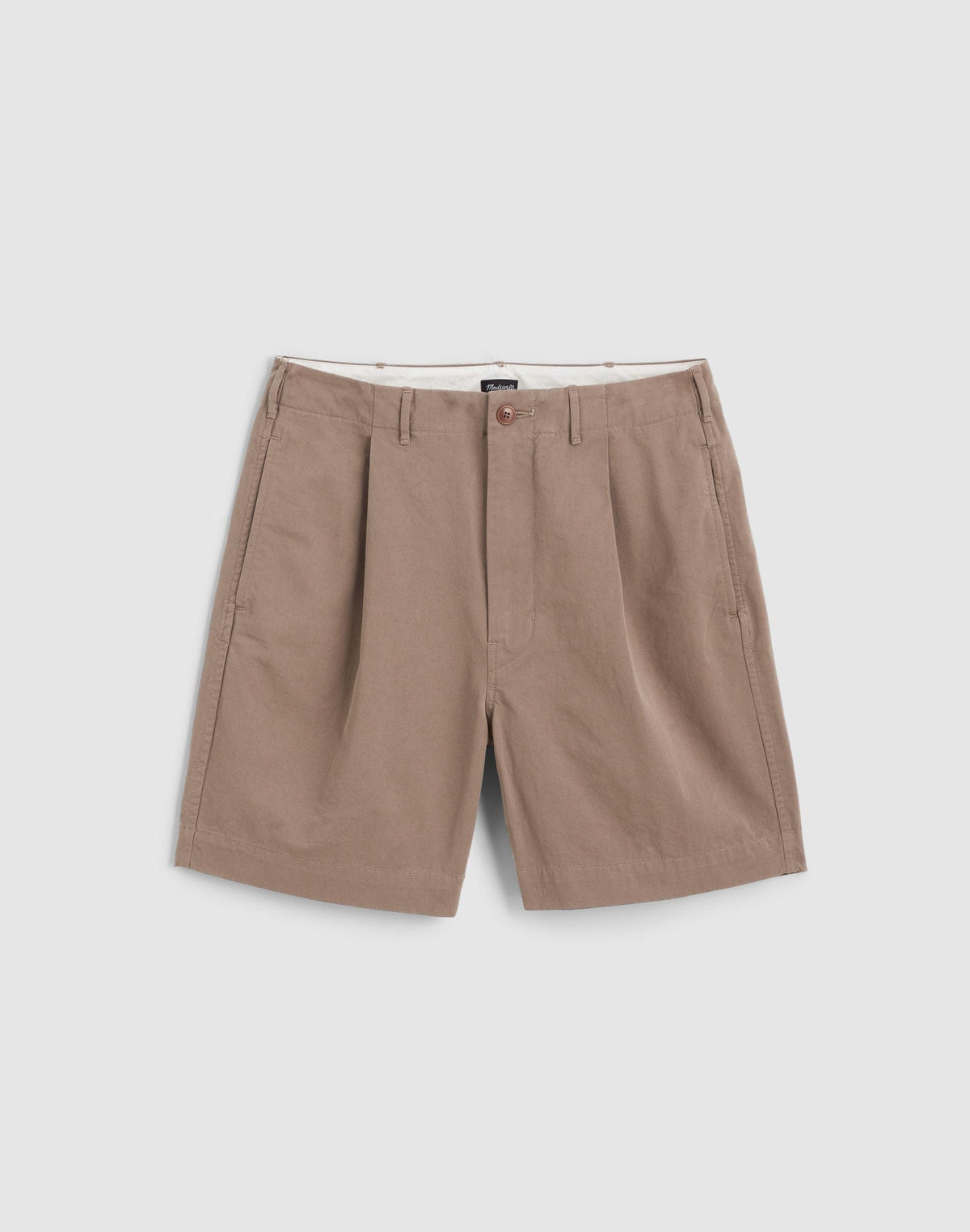 Madewell Pleated Chino Shorts in Uniform Twill Dark Driftwood