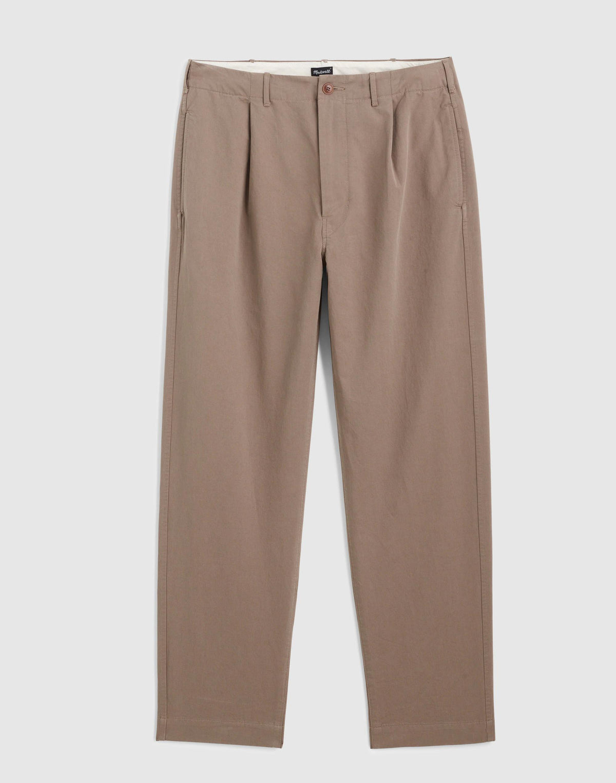 Madewell Pleated Chino Pants in Uniform Twill Dark Driftwood