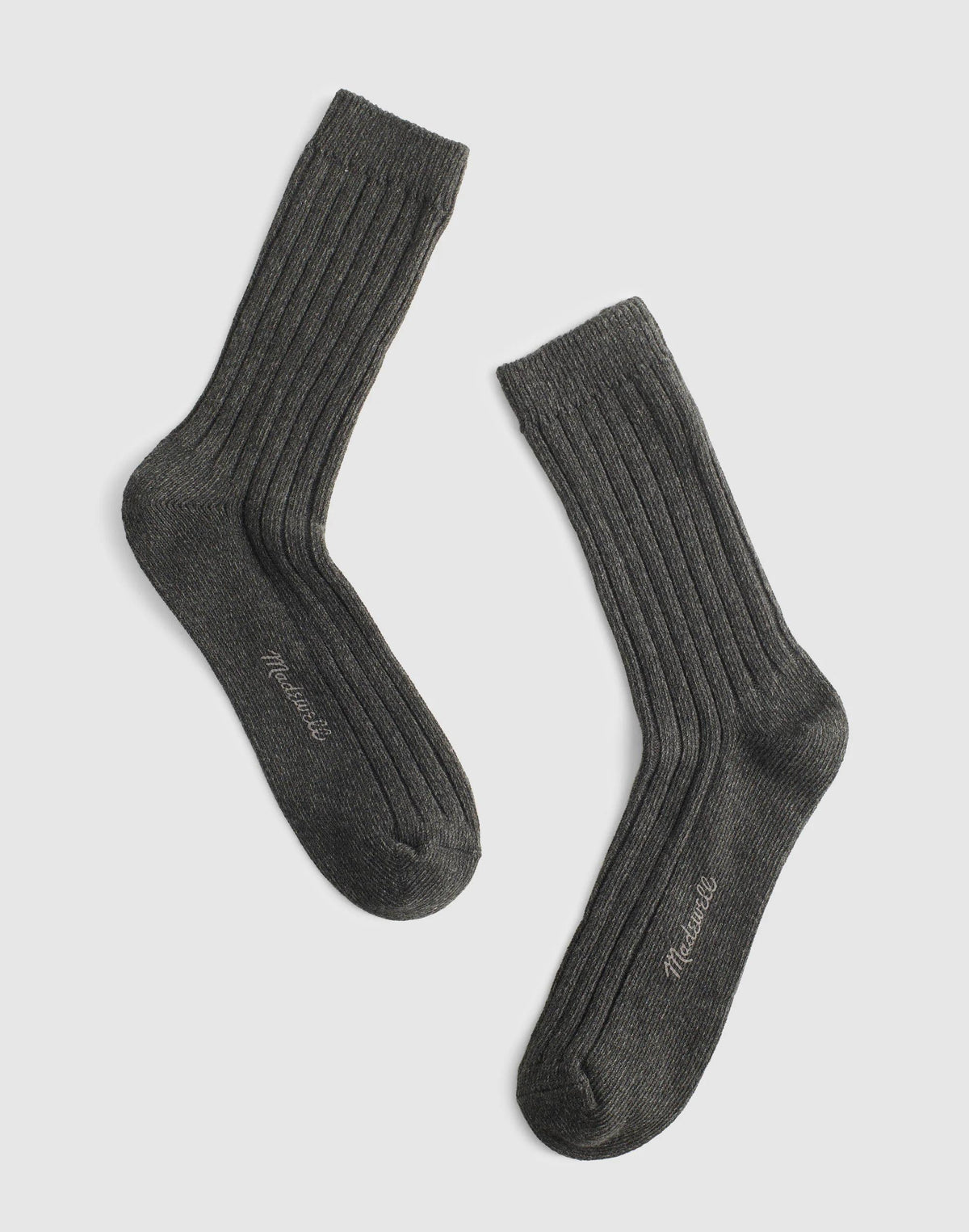 Madewell Ribbed Crew Socks in Cotton Hthr Dark Grey