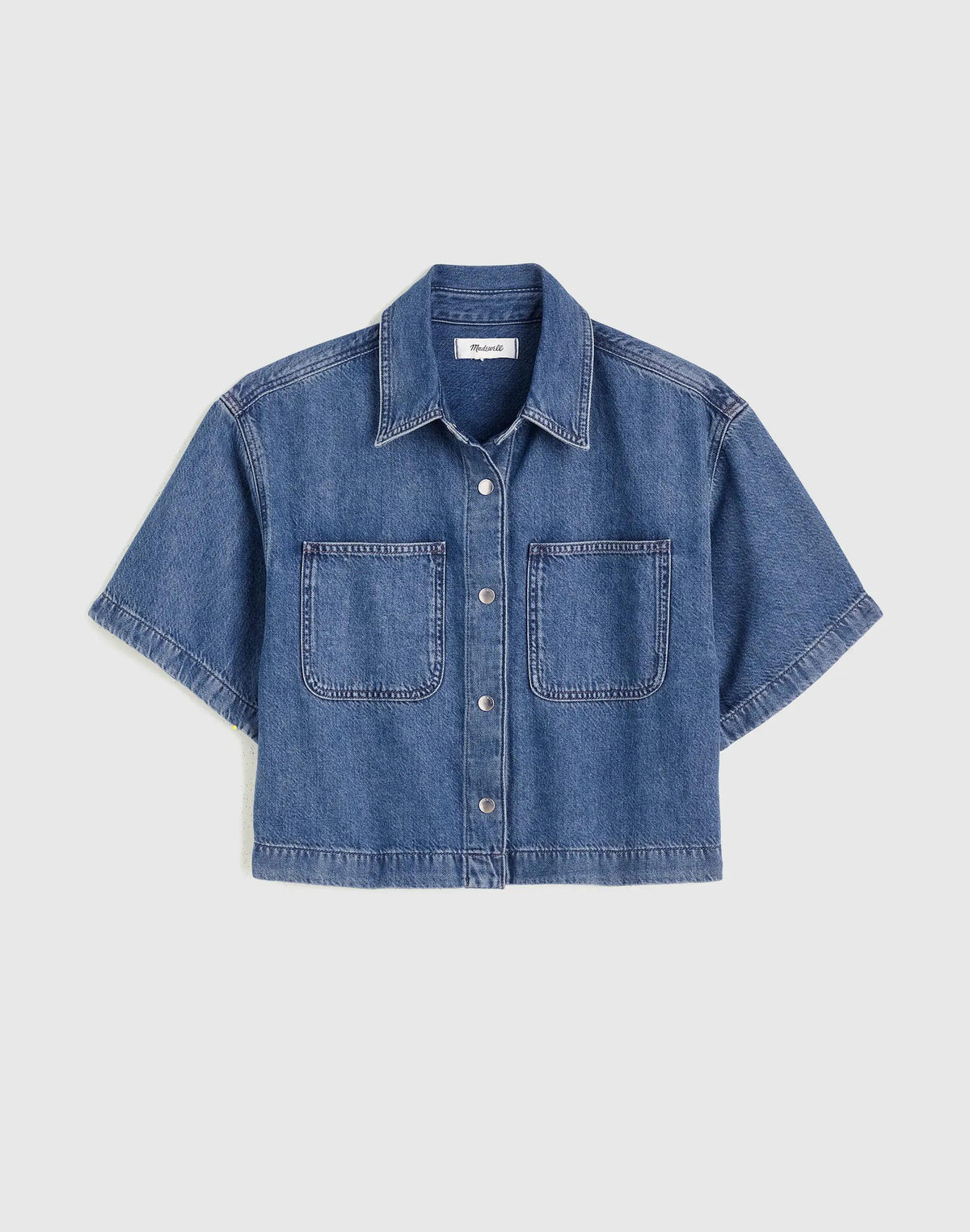 Madewell Boxy Crop Button-Up Shirt in Airy Denim Pickett Wash