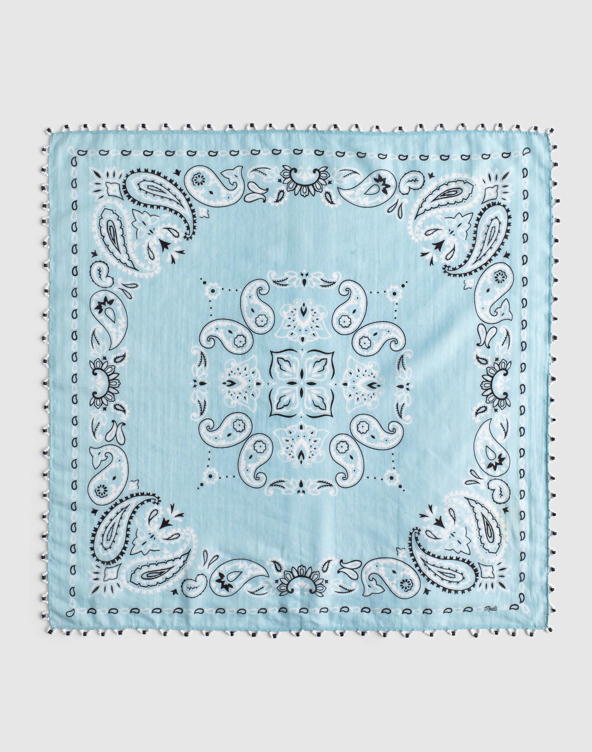 Madewell Beaded Bandana in Cotton Blend Frosted Sky