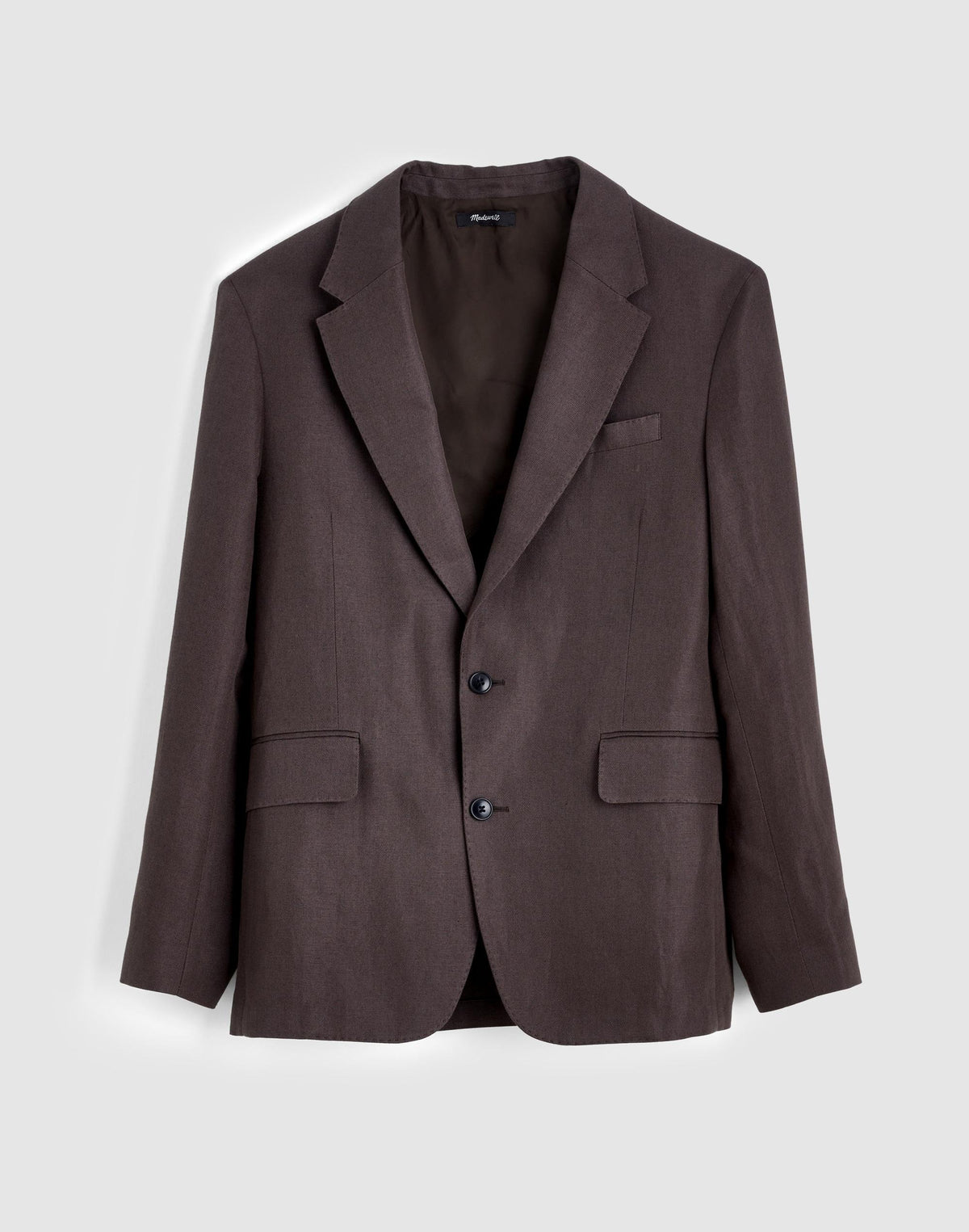 Madewell Unstructured Blazer in Linen-Cotton Blend Dark Brown