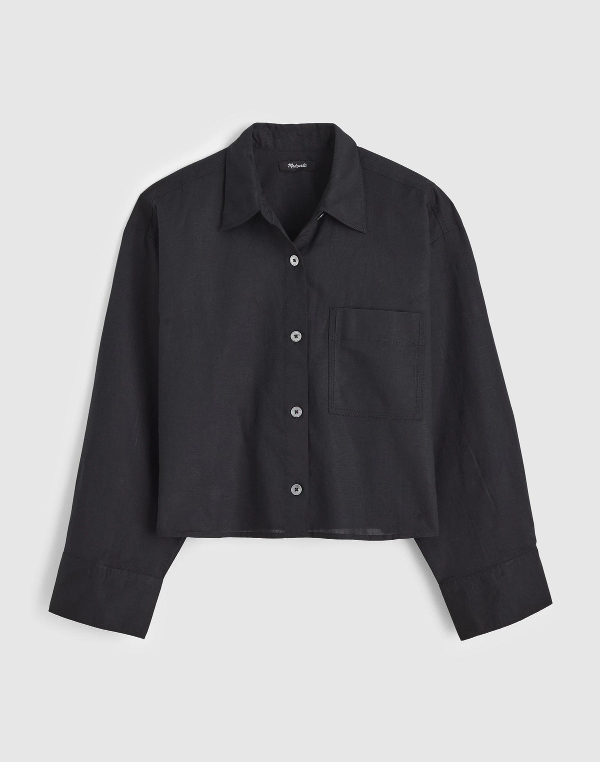 Madewell Straight-Hem Shirt in Linen-Cotton Blend Jet Black