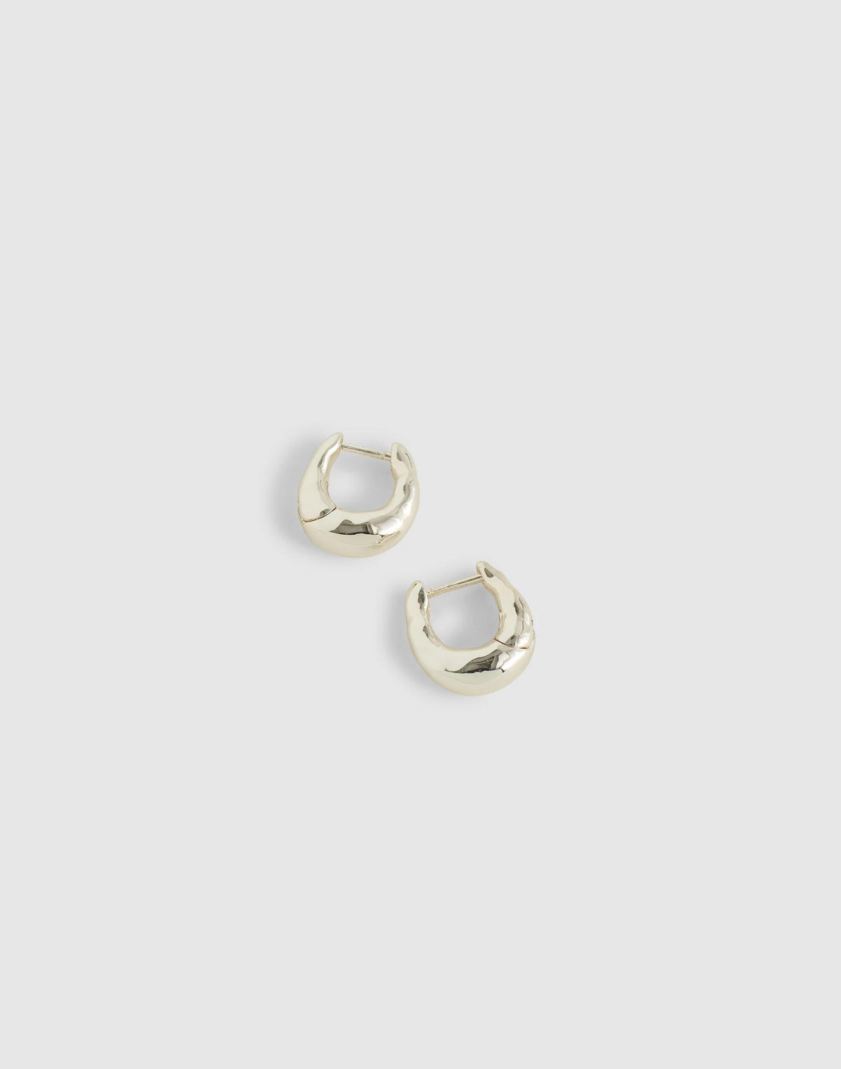 Madewell Hammered Puffy Huggie Hoop Earrings Warm Silver