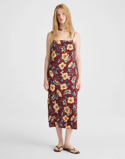 Madewell Squareneck Sleeveless Maxi Dress Dusty Merlot