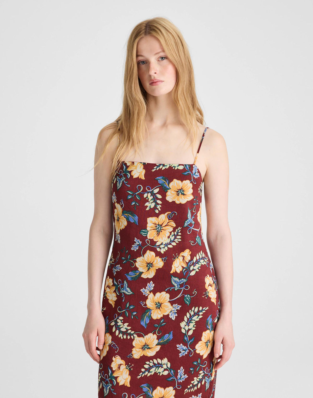 Madewell Squareneck Sleeveless Maxi Dress Dusty Merlot