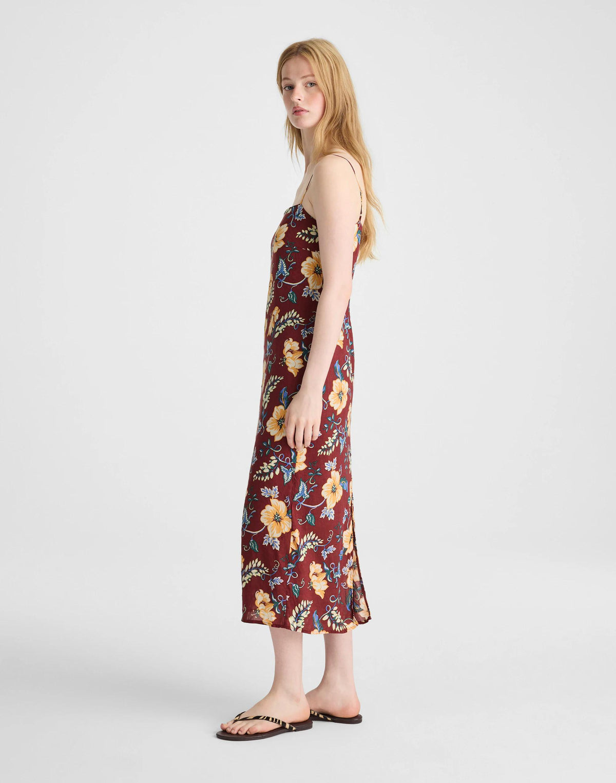 Madewell Squareneck Sleeveless Maxi Dress Dusty Merlot