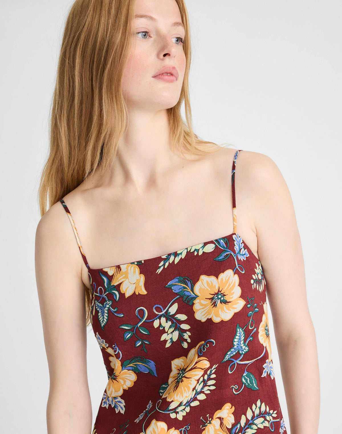 Madewell Squareneck Sleeveless Maxi Dress Dusty Merlot