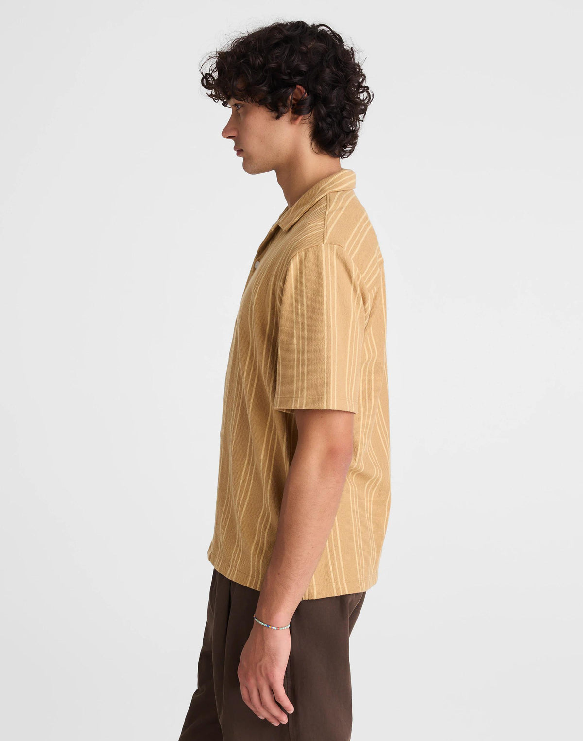 Madewell The Camp Shirt in Seaport Terry Golden Khaki