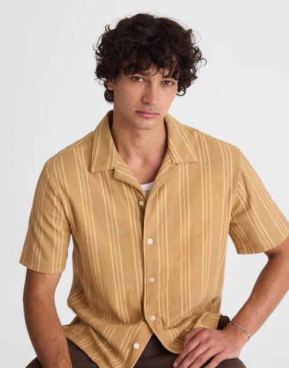 Madewell The Camp Shirt in Seaport Terry Golden Khaki
