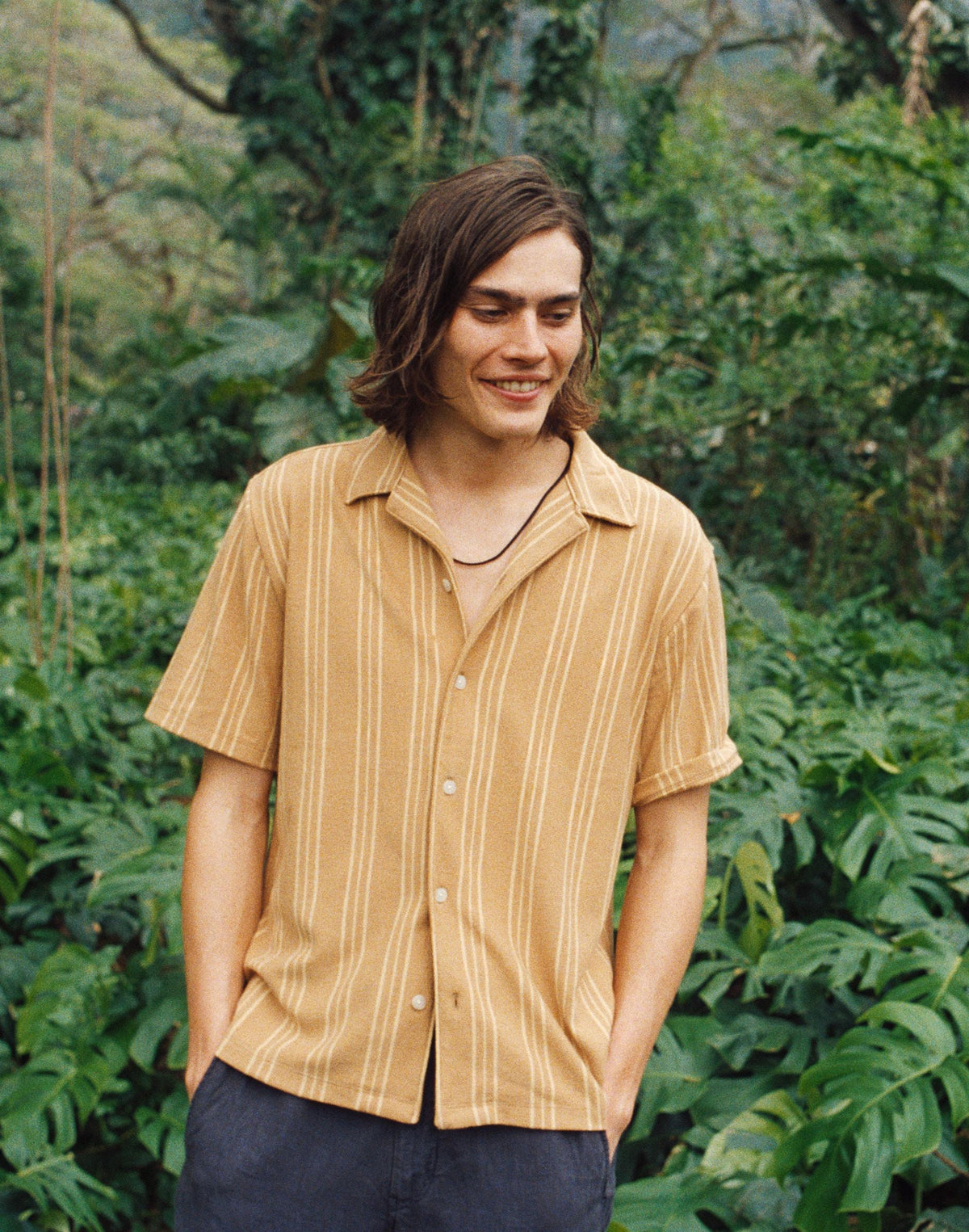 Madewell The Camp Shirt in Seaport Terry Golden Khaki