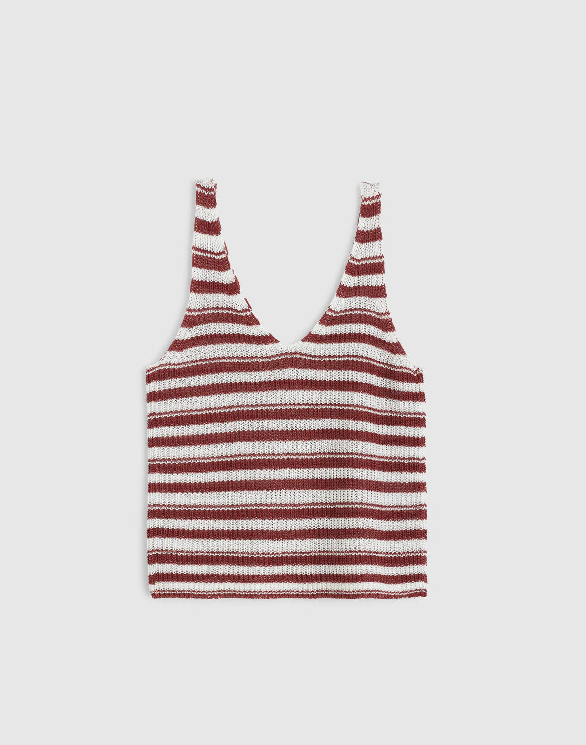Madewell V-Neck Tank in 100% Linen Ivory And Dusty Merlot