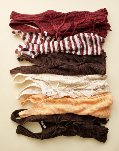 Madewell V-Neck Tank in 100% Linen Ivory And Dusty Merlot
