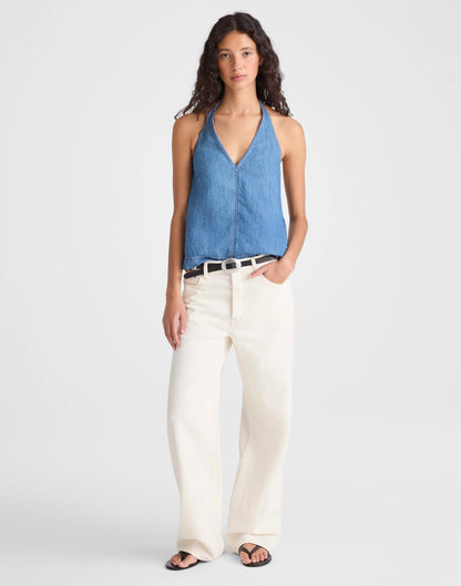Madewell Denim Halter Shell Top Seaside Wash