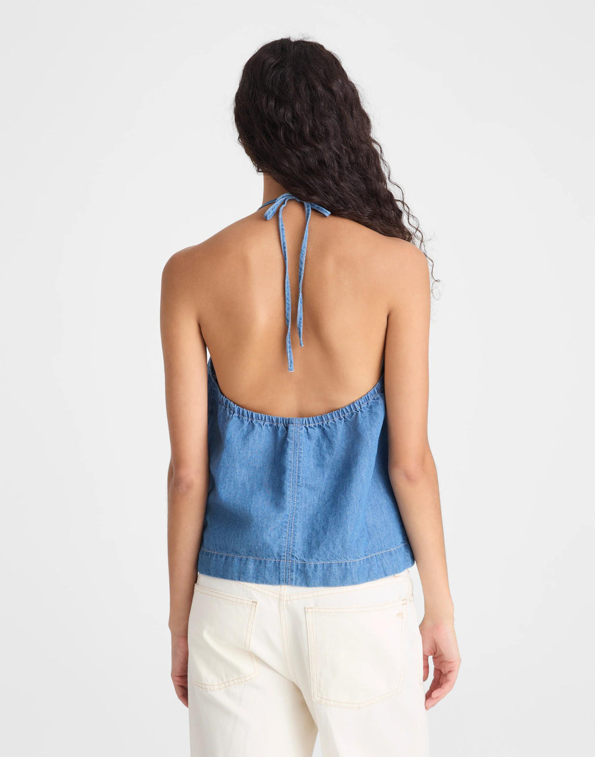 Madewell Denim Halter Shell Top Seaside Wash