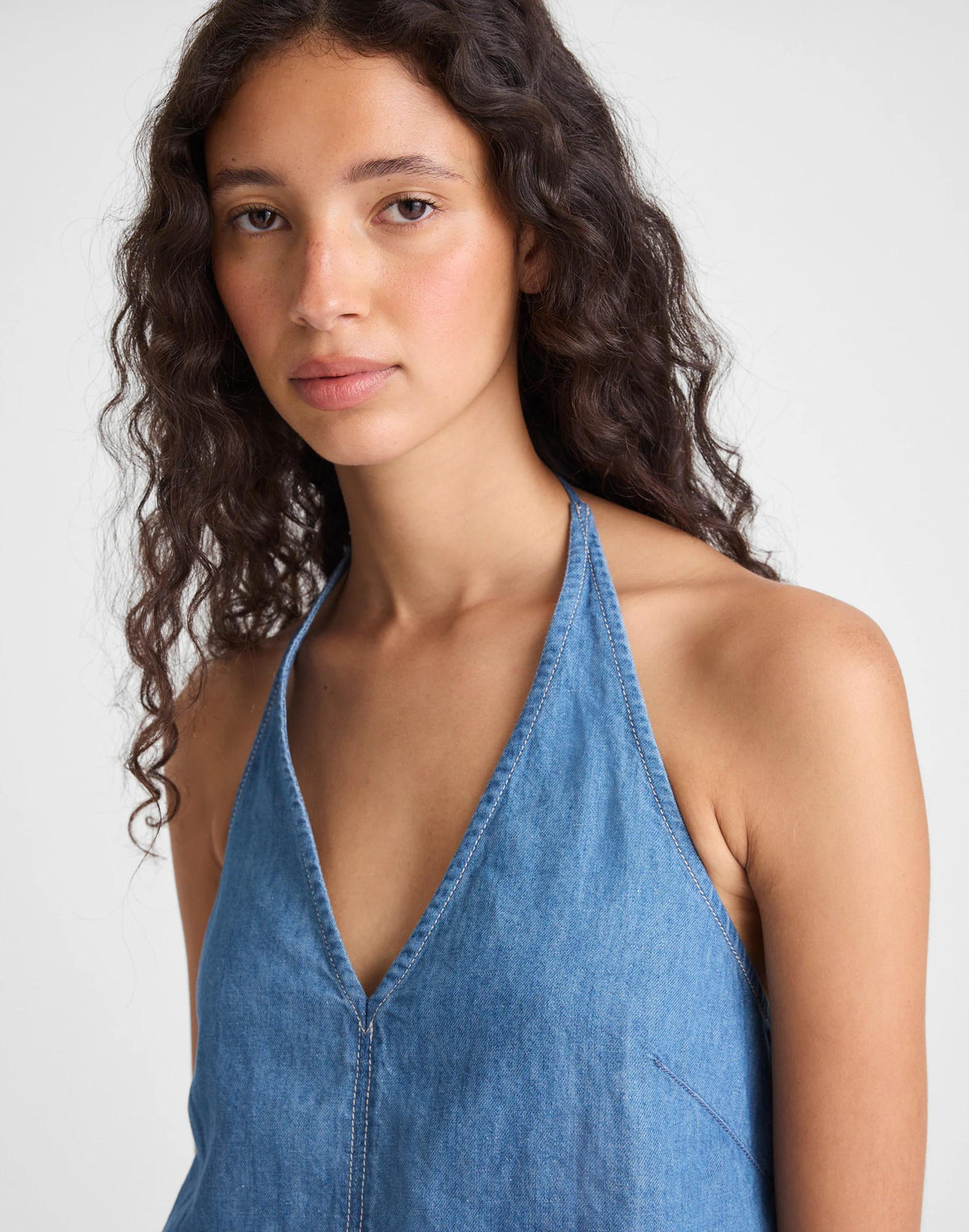 Madewell Denim Halter Shell Top Seaside Wash