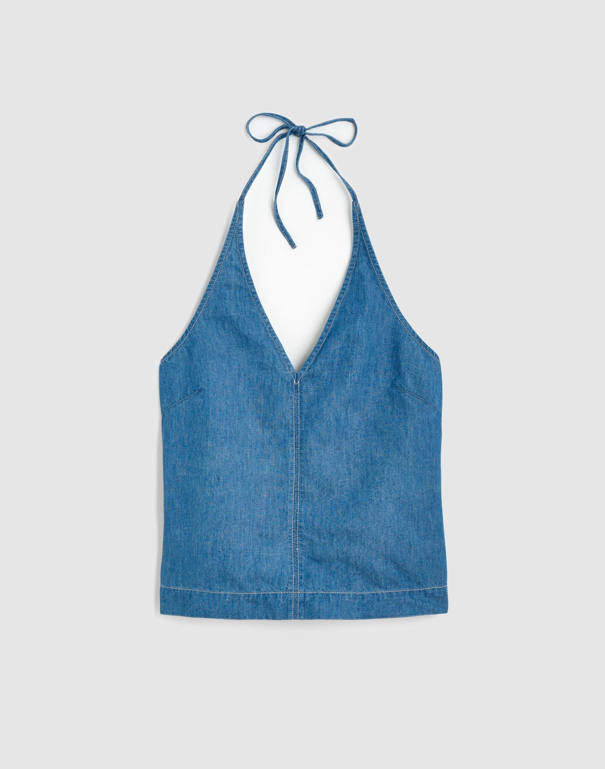 Madewell Denim Halter Shell Top Seaside Wash