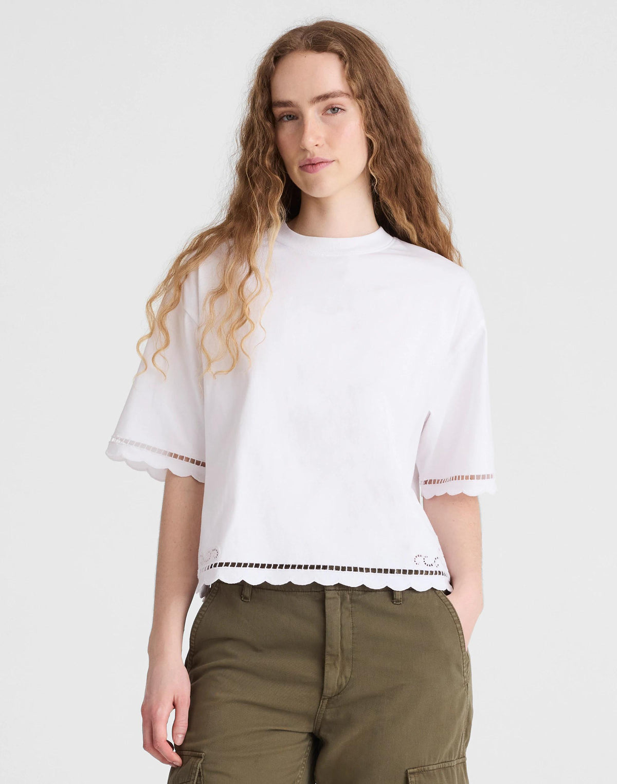 Madewell The Boxy Crop Tee in Allday Jersey White