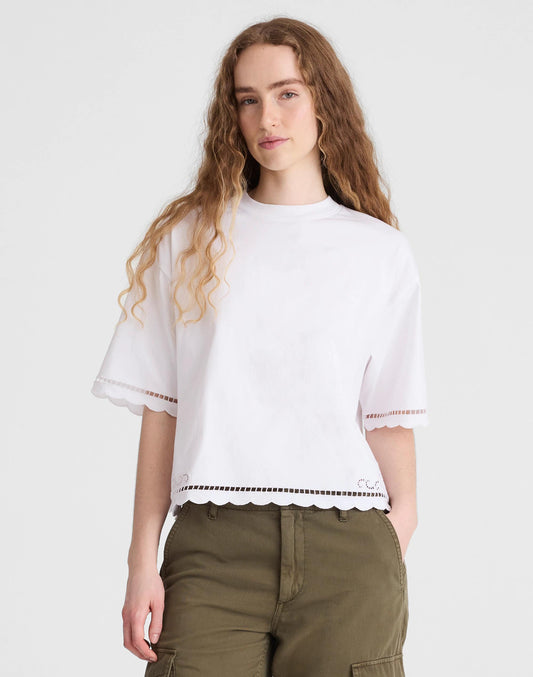 Madewell The Boxy Crop Tee in Allday Jersey White