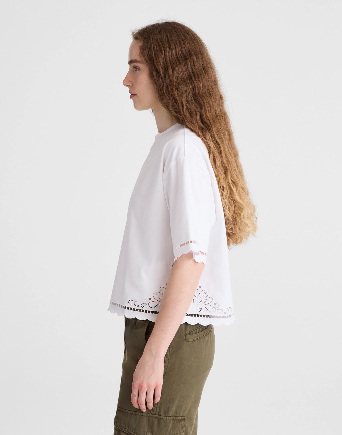 Madewell The Boxy Crop Tee in Allday Jersey White